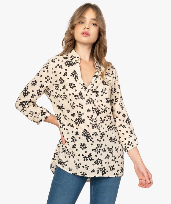 Blouse femme fluide à motifs et col v à boutons vue1 - GEMO(FEMME PAP) - GEMO