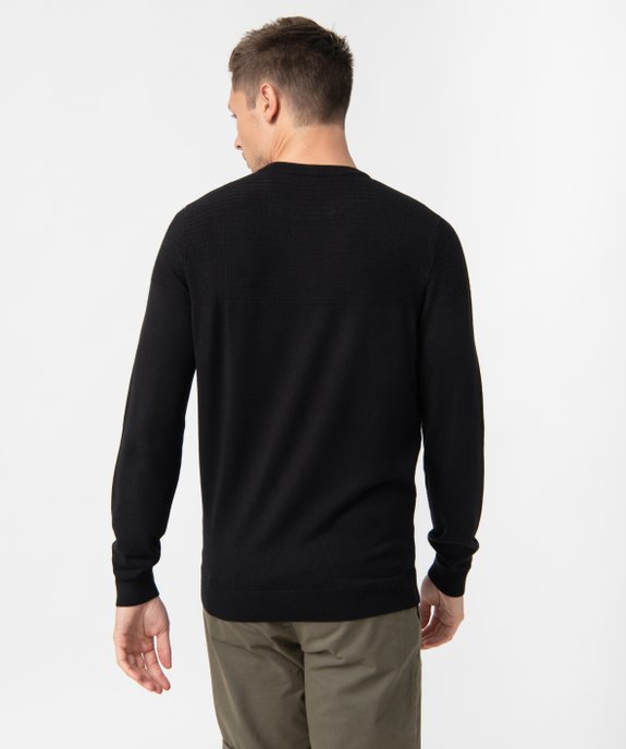 Pull homme à col rond avec zip sur l'épaule vue3 - GEMO (HOMME) - GEMO