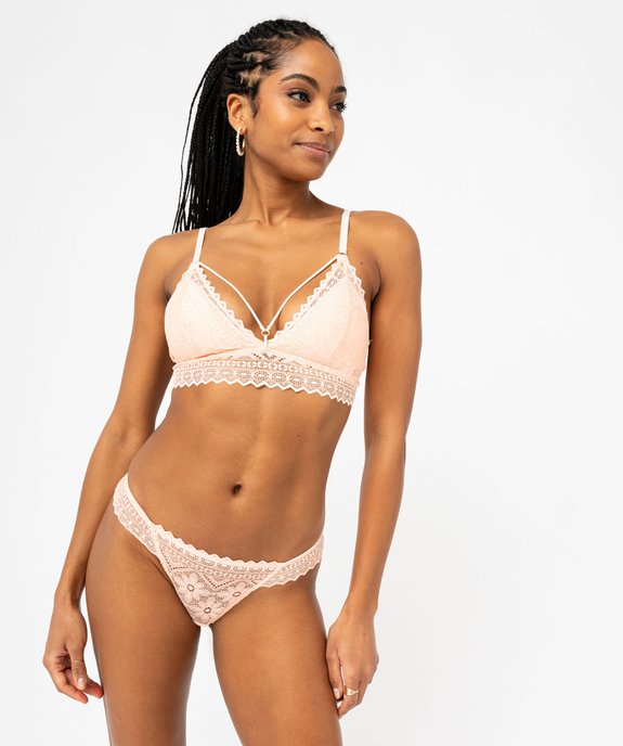 Soutien-gorge triangle sans armatures en dentelle à mousses amovibles femme vue5 - GEMO(HOMWR FEM) - GEMO