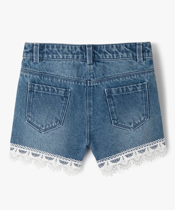 Short fille en jean avec finitions dentelle vue4 - GEMO 4G FILLE - GEMO