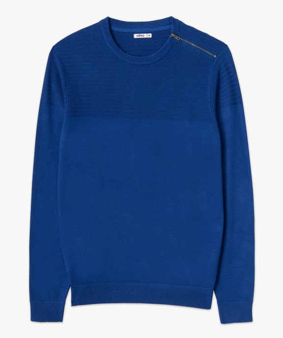 Pull homme à col rond avec zip sur l'épaule vue4 - GEMO (HOMME) - GEMO