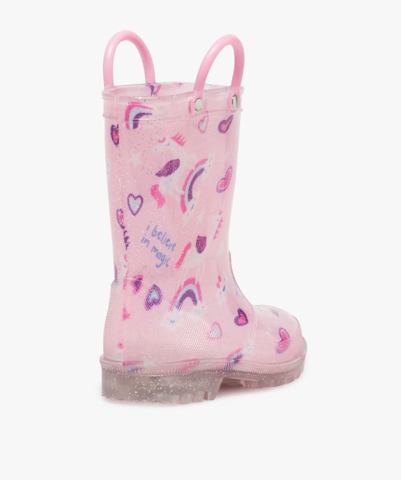 Bottes de pluie fille à anses et semelle lumineuse motif licorne vue4 - LOVELY WINGS - GEMO