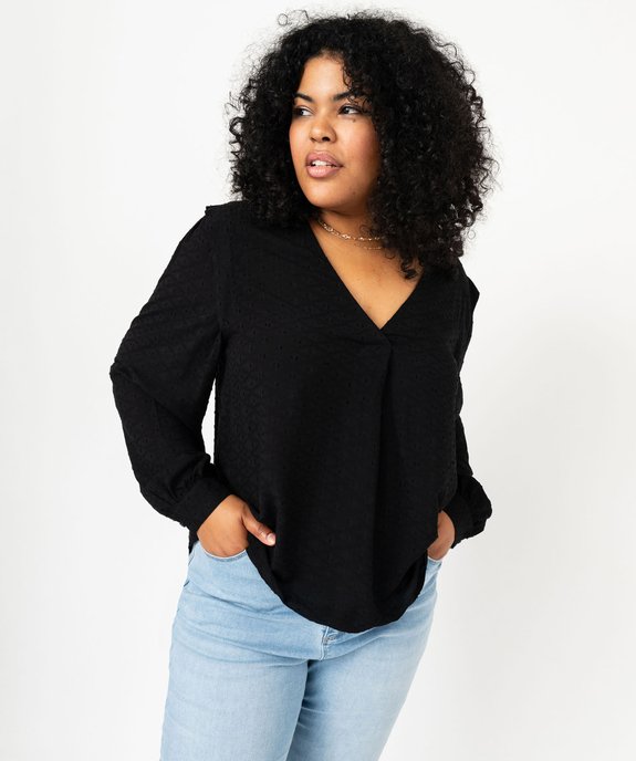 Blouse à manches longues avec épaulettes femme grande taille vue1 - GEMO 4G GT - GEMO