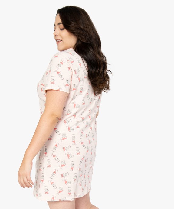 Chemise de nuit à manches courtes avec motifs femme grande taille vue3 - GEMO 4G FEMME - GEMO