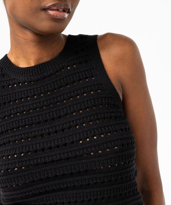 Pull sans manches en maille ajourée femme vue2 - GEMO 4G FEMME - GEMO