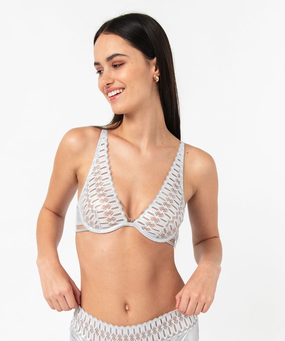 Soutien-gorge corbeille en matière scintillante et dentelle femme vue1 - GEMO(HOMWR FEM) - GEMO