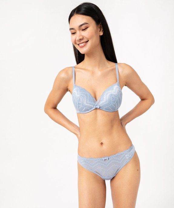 Soutien-gorge push-up sans armatures en dentelle scintillante vue3 - GEMO(HOMWR FEM) - GEMO