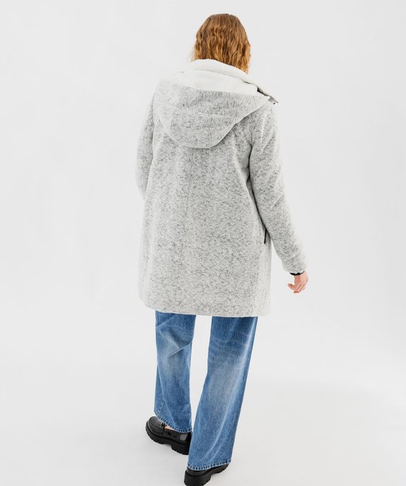 Manteau à capuche doublée peluche femme vue3 - GEMO(FEMME PAP) - GEMO