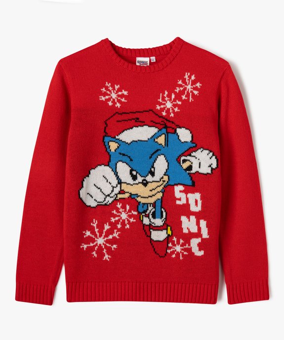 Pull en maille avec motif Noël garçon - Sonic the Hedgehog vue1 - SONIC - GEMO