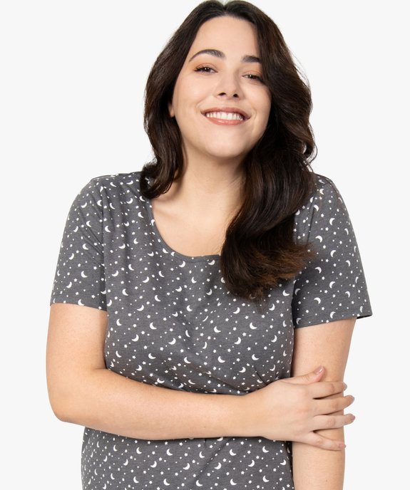 Chemise de nuit à manches courtes avec motifs femme grande taille vue2 - GEMO 4G FEMME - GEMO