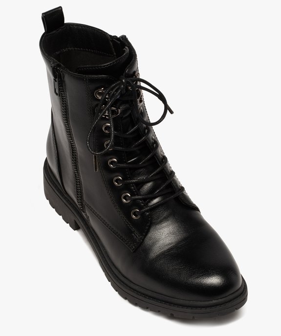 Boots femme unis à semelle crantée et zip décoratif vue5 - GEMO (CASUAL) - GEMO