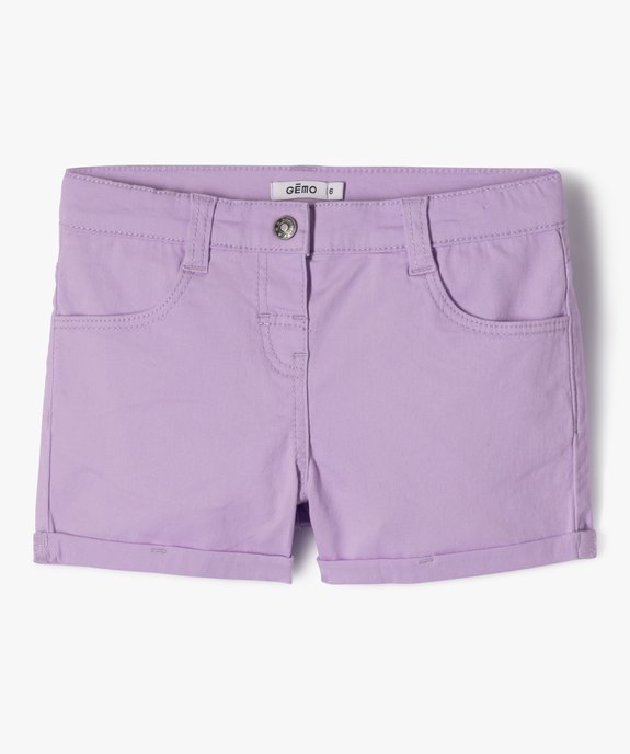 Short en coton stretch avec revers fille vue1 - GEMO