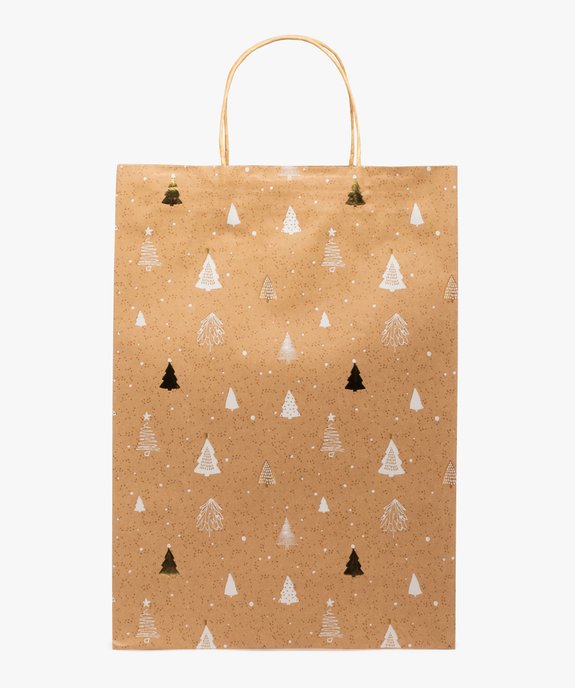 Sac cadeau en papier spécial Noël à motifs sapins vue1 - GEMO (ACCESS) - GEMO