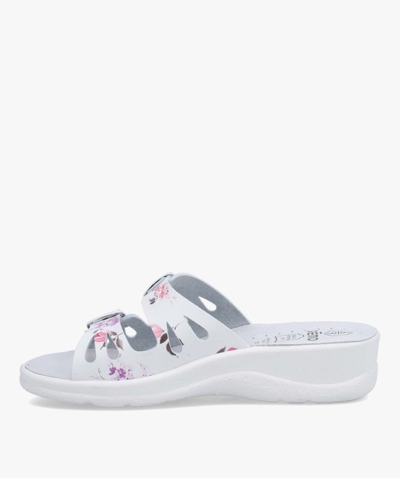 Mules femme confort à talon compensé et motif floral vue3 - G'FLEX - GEMO