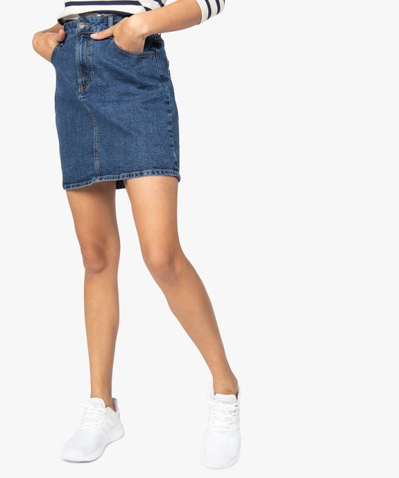 Jupe femme en jean extensible vue1 - GEMO(FEMME PAP) - GEMO