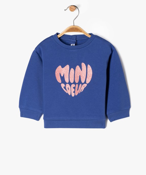 Sweat molletonné bébé fille avec motifs et message vue1 - GEMO 4G BEBE - GEMO