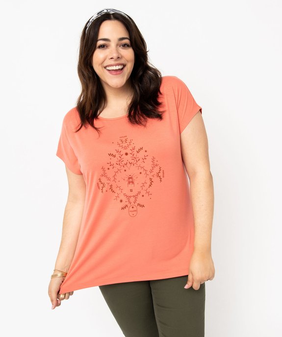 Tee-shirt femme grande taille à manches courtes avec motifs vue1 - GEMO (G TAILLE) - GEMO