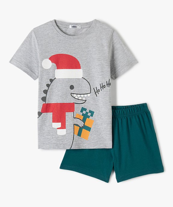 Pyjashort de Noël garçon bicolore imprimé dinosaure vue1 - GEMO (ENFANT) - GEMO