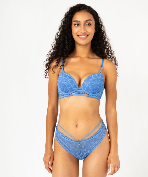 Soutien-gorge push-up en dentelle graphique à entre-bonnet fantaisie femme vue3 - GEMO(HOMWR FEM) - GEMO