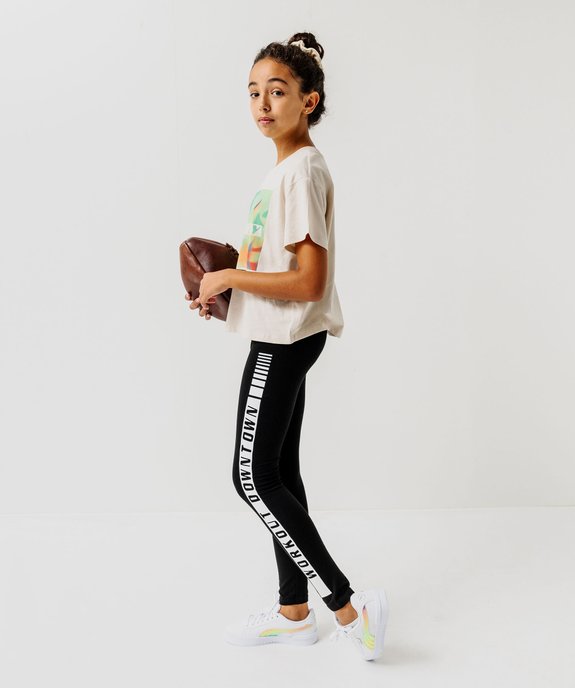 Leggings de sport avec inscription sur le côté fille vue5 - GEMO 4G FILLE - GEMO