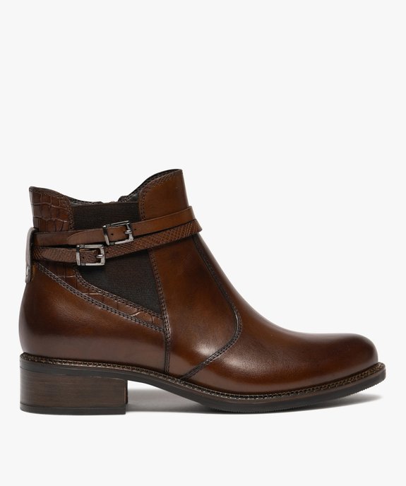 Bottines femme dessus en cuir avec détails fantaisie et à zip - Tanéo vue1 - TANEO GEMO FOR GOOD - GEMO