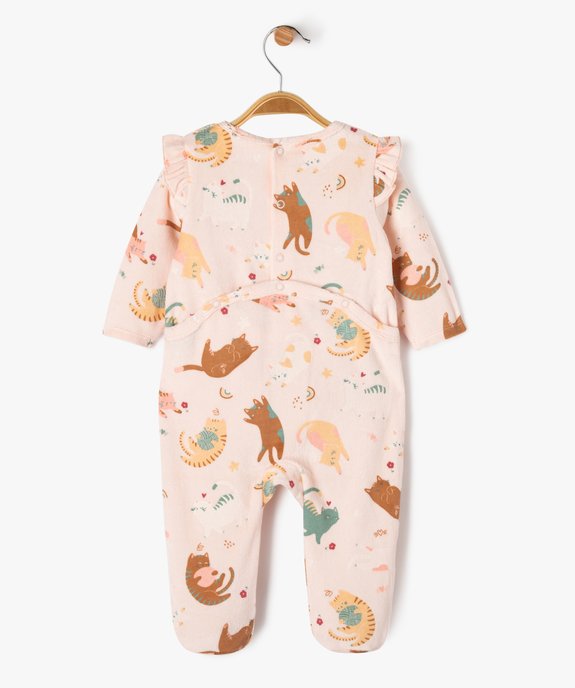 Pyjama en velours avec volants et motifs chats bébé fille vue4 - GEMO 4G BEBE - GEMO