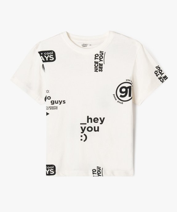 Tee-shirt à manches courtes à motif streetwear garçon vue1 - GEMO 4G GARCON - GEMO