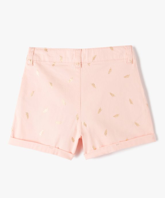 Short fille large en toile de coton avec motifs scintillants vue3 - GEMO 4G FILLE - GEMO