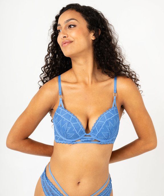 Soutien-gorge push-up en dentelle graphique à entre-bonnet fantaisie femme vue1 - GEMO(HOMWR FEM) - GEMO