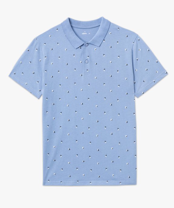 Polo manches courtes en jersey de coton à petits motifs homme vue4 - GEMO (HOMME) - GEMO