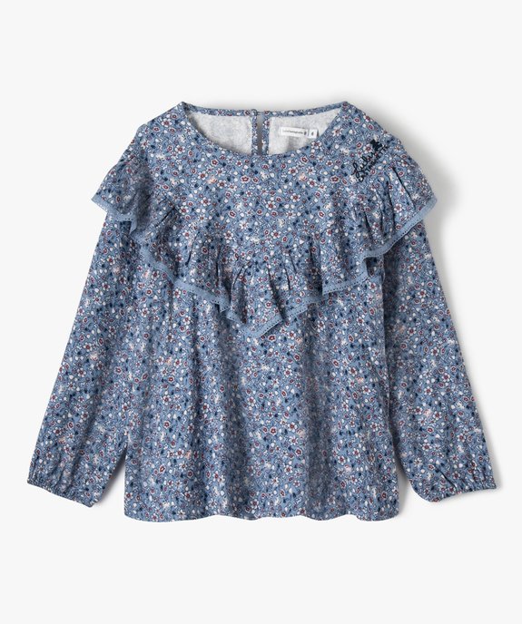 Blouse fille fleurie à plastron volanté - LuluCastagnette vue1 - LULUCASTAGNETTE - GEMO