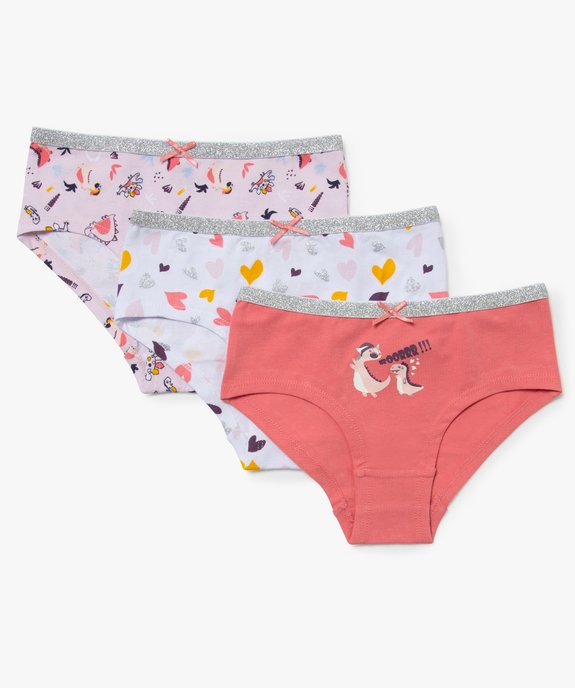 Shorties fille imprimés avec ceinture pailletée (lot de 3) vue1 - GEMO 4G FILLE - GEMO