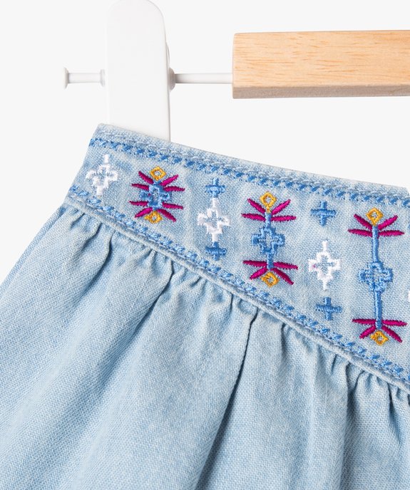 Short ample en toile avec ceinture brodée bébé fille vue2 - GEMO 4G BEBE - GEMO