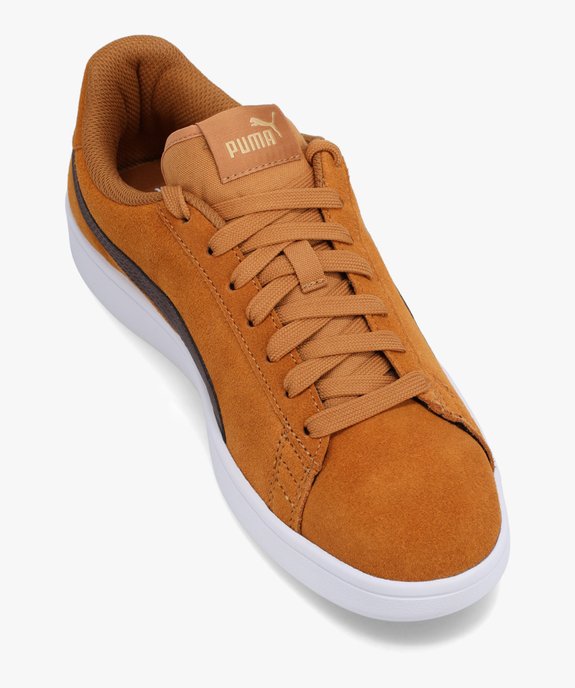 Baskets homme dessus cuir bicolore Puma Smash marron vif GEMO