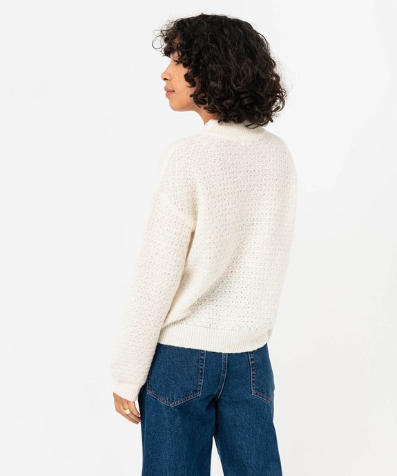 Pull à col rond en maille fantaisie femme vue3 - GEMO(FEMME PAP) - GEMO