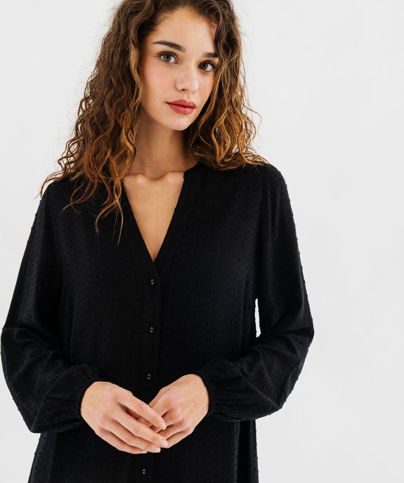 Robe à manches longues avec volant dans le bas femme vue2 - GEMO 4G FEMME - GEMO