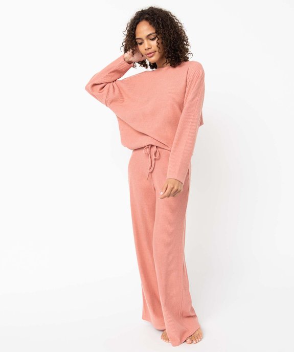 Haut de pyjama femme en maille côtelée vue5 - GEMO 4G FEMME - GEMO