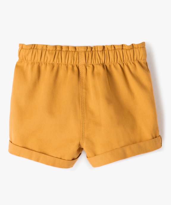 Short uni avec ceinture élastiquée bébé fille vue4 - GEMO 4G BEBE - GEMO