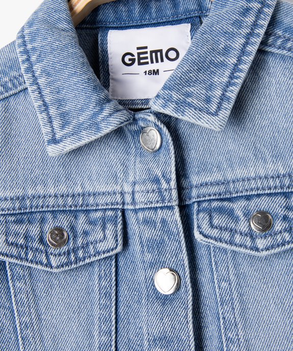 Veste en jean avec volants sur les épaules bébé fille vue2 - GEMO(BEBE DEBT) - GEMO