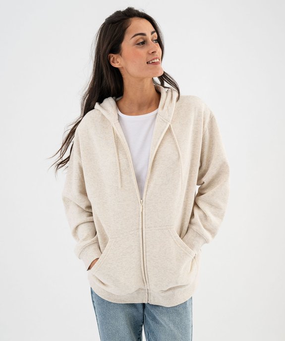 Sweat zippé à capuche oversize avec intérieur molletonné femme vue1 - GEMO 4G FEMME - GEMO