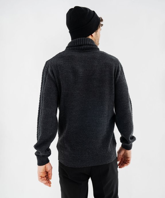 Pull à col châle et torsades homme vue3 - GEMO (HOMME) - GEMO