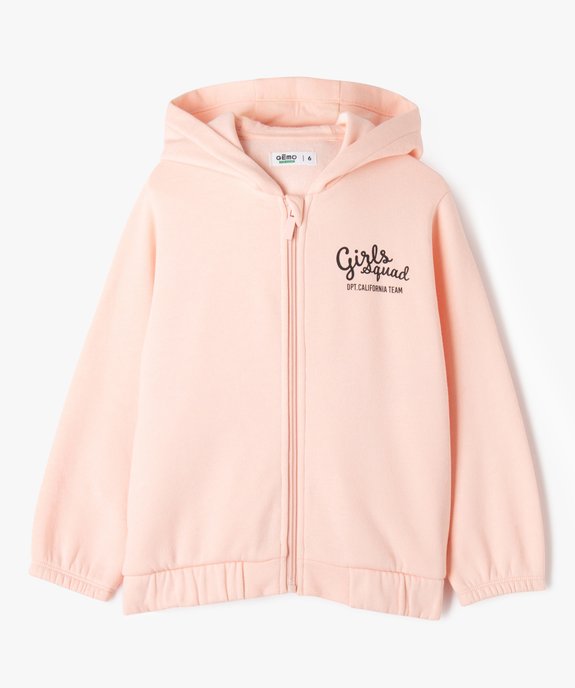 Sweat à capuche zippé intérieur molletonné fille vue1 - GEMO 4G FILLE - GEMO