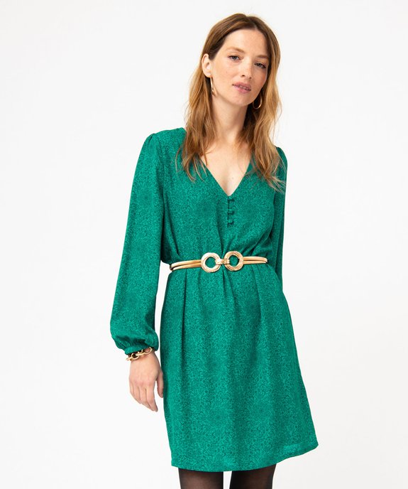 Robe à manches longues et col V femme vue1 - GEMO 4G FEMME - GEMO