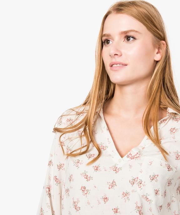 Blouse femme fluide à motifs et col v à boutons vue2 - GEMO(FEMME PAP) - GEMO