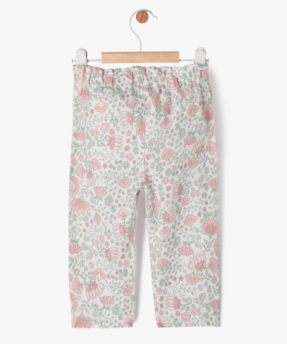 Pantalon fleuri avec taille élastique bébé fille vue3 - GEMO(BEBE DEBT) - GEMO