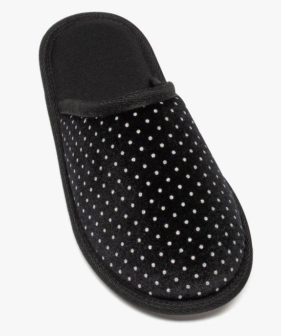 Chaussons femme mules plates en velours à pois brillants vue5 - GEMO(HOMWR FEM) - GEMO