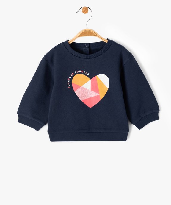 Sweat molletonné bébé fille avec motifs et message vue1 - GEMO 4G BEBE - GEMO