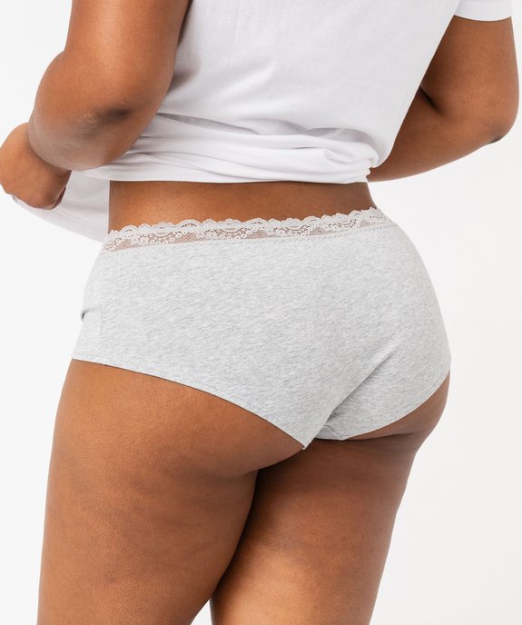 Shorty en coton stretch avec taille en dentelle femme grande taille (lot de 2) vue3 - GEMO 4G FEMME - GEMO