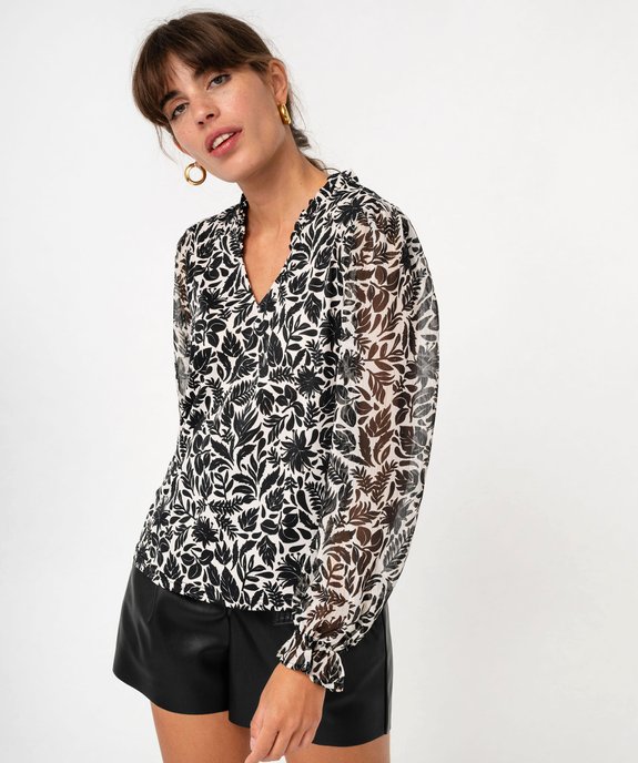 Blouse manches longues fluide imprimée fleurie femme vue5 - GEMO(FEMME PAP) - GEMO