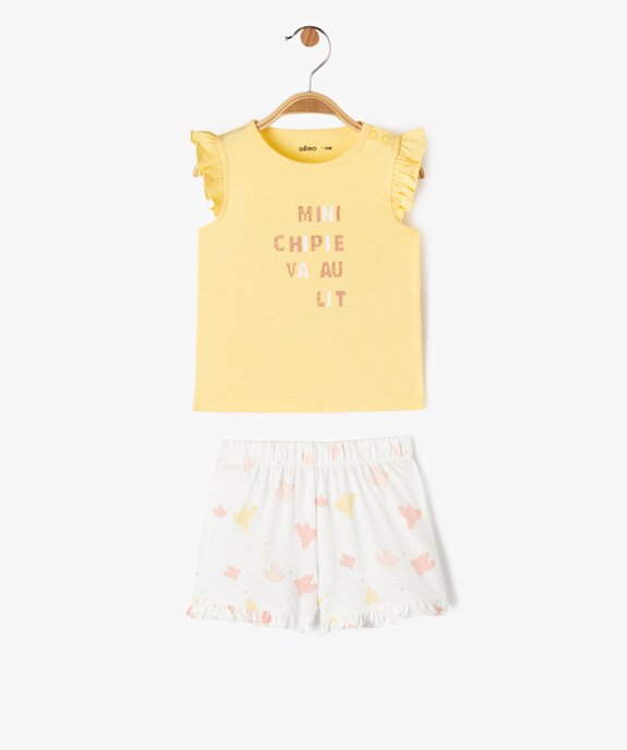 Pyjashort 2 pièces avec motif oiseaux bébé fille vue1 - GEMO 4G BEBE - GEMO